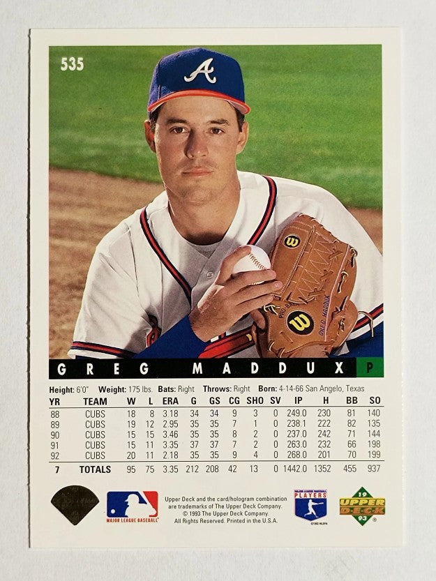 1993 Upper Deck #535 Greg Maddux