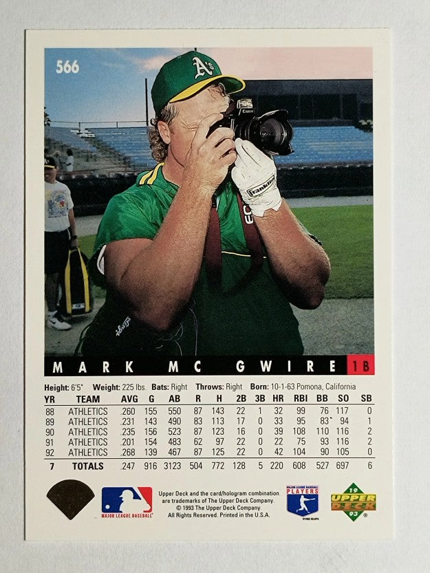 1993 Upper Deck #566 Mark McGwire