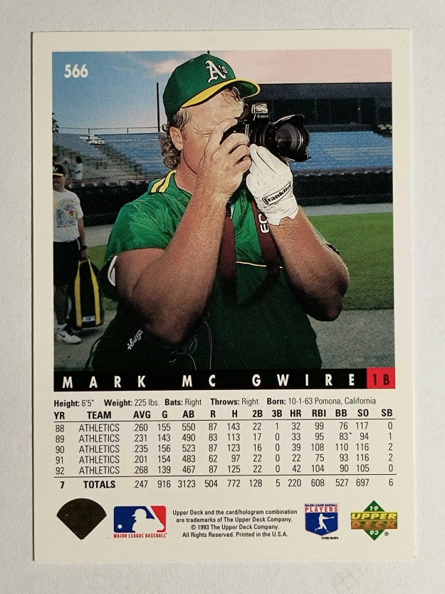 1993 Upper Deck #566 Mark McGwire