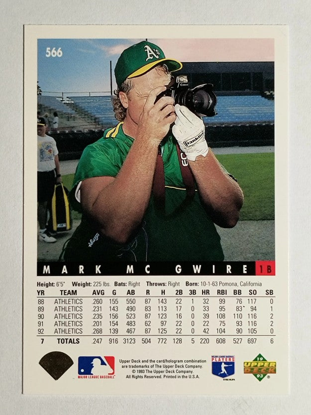 1993 Upper Deck #566 Mark McGwire