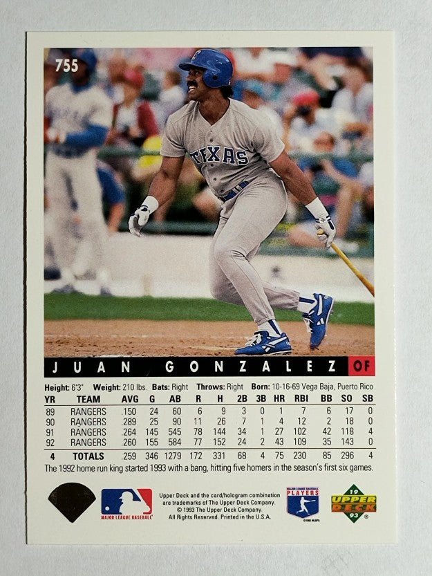 1993 Upper Deck #755 Juan Gonzalez