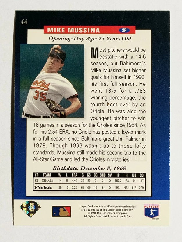 1994 Upper Deck #44 Mike Mussina FUT