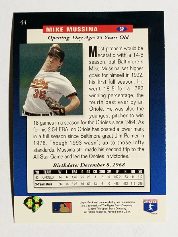 1994 Upper Deck #44 Mike Mussina FUT