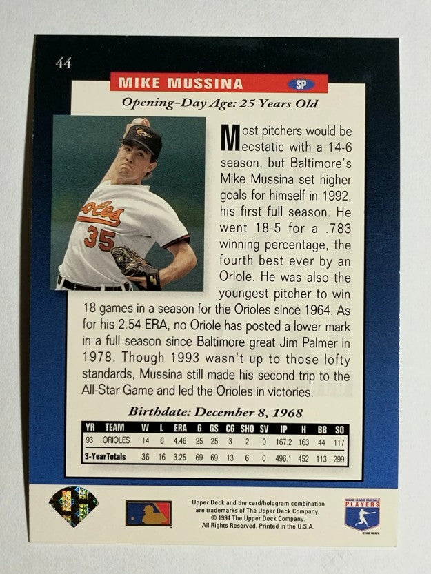 1994 Upper Deck #44 Mike Mussina FUT