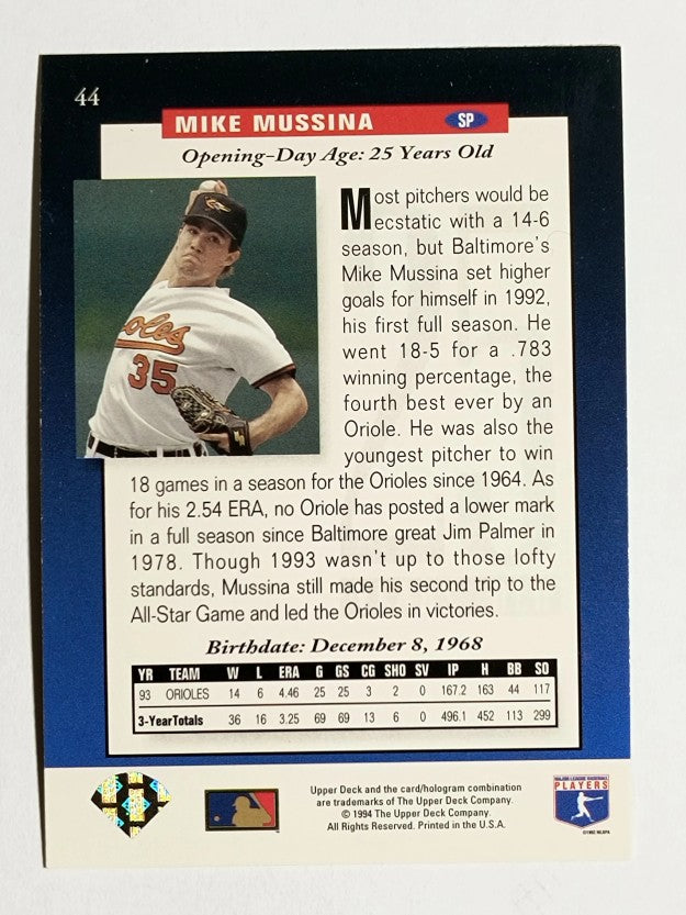 1994 Upper Deck #44 Mike Mussina FUT