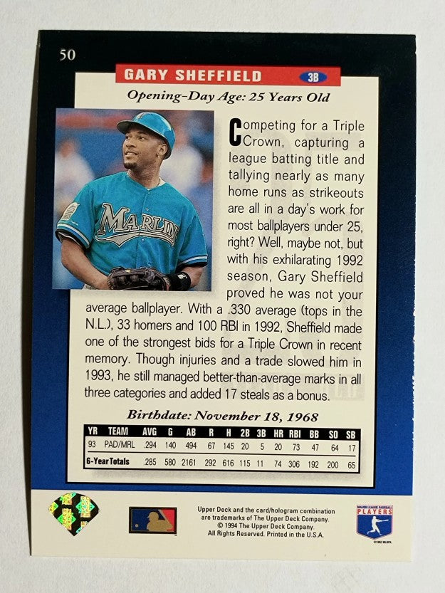 1994 Upper Deck #50 Gary Sheffield FUT