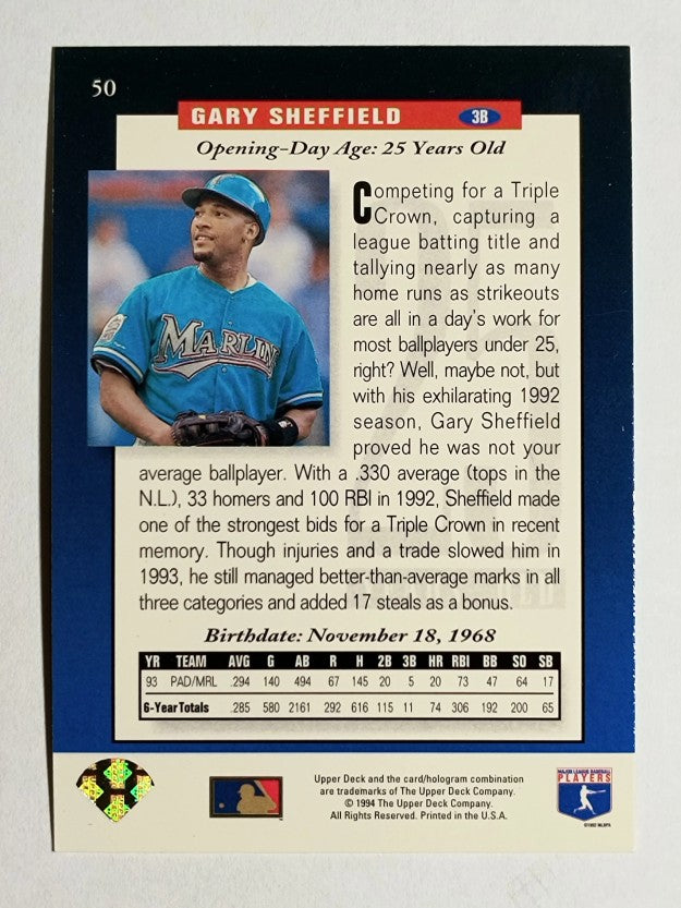 1994 Upper Deck #50 Gary Sheffield FUT