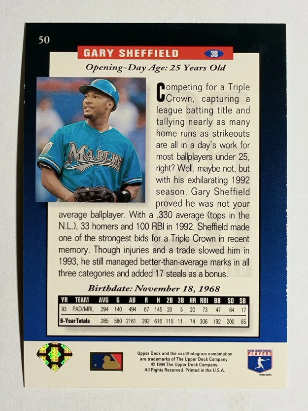 1994 Upper Deck #50 Gary Sheffield FUT