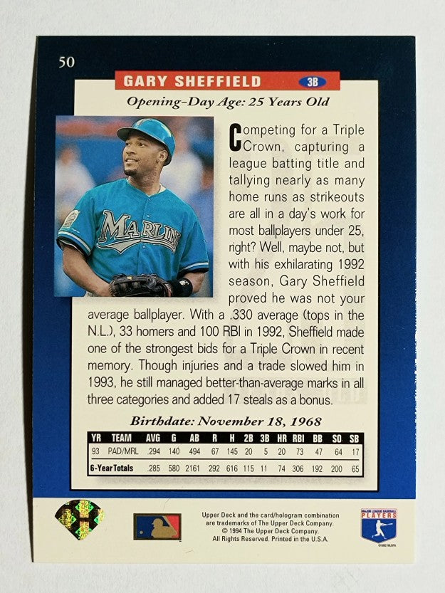 1994 Upper Deck #50 Gary Sheffield FUT