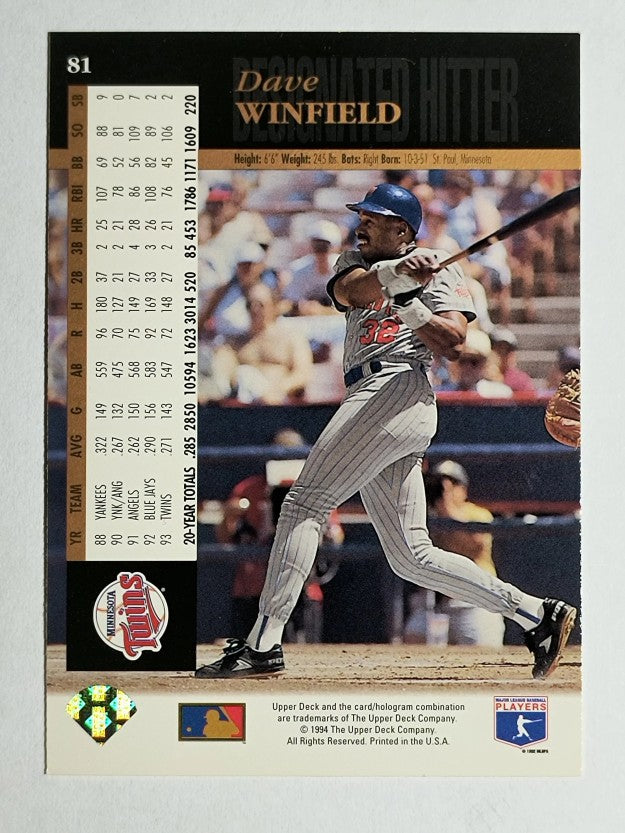 1994 Upper Deck #81 Dave Winfield