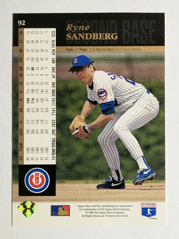 1994 Upper Deck #92 Ryne Sandberg