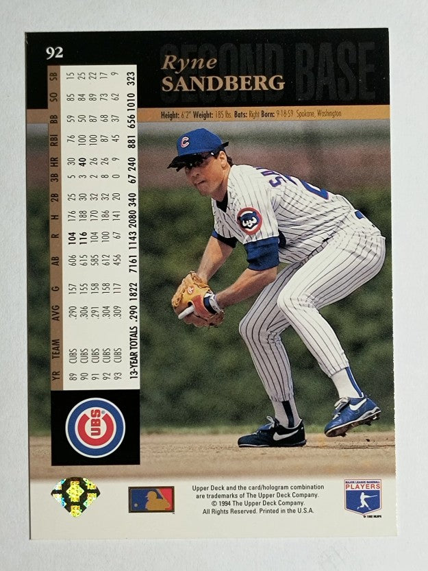 1994 Upper Deck #92 Ryne Sandberg