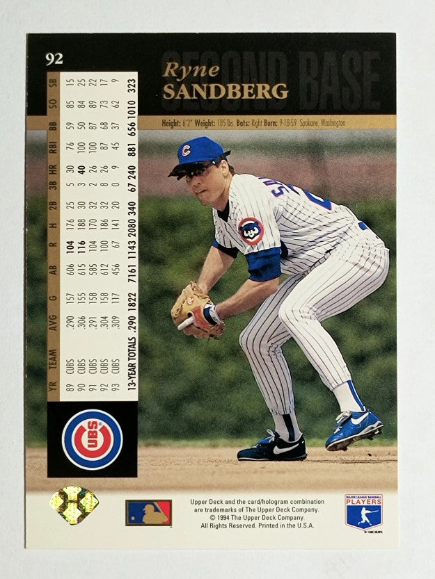 1994 Upper Deck #92 Ryne Sandberg