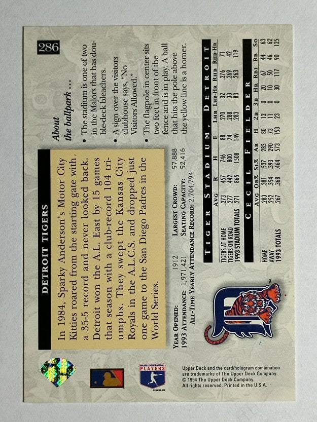 1994 Upper Deck #286 Cecil Fielder HFA