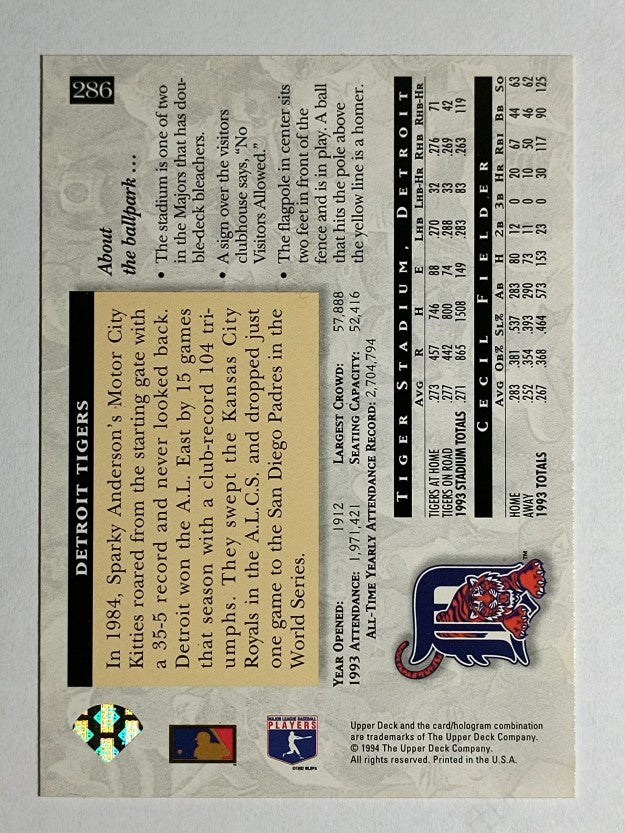 1994 Upper Deck #286 Cecil Fielder HFA