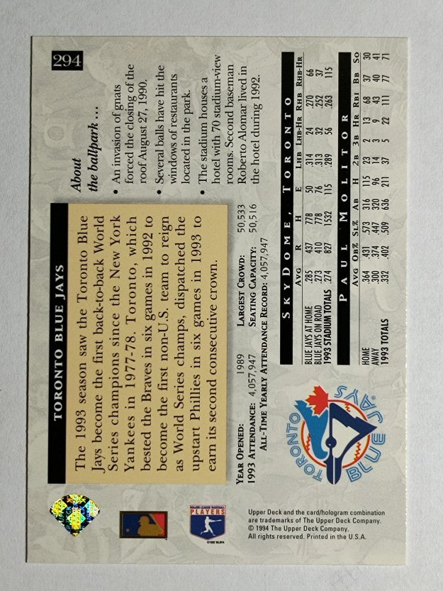 1994 Upper Deck #294 Paul Molitor HFA