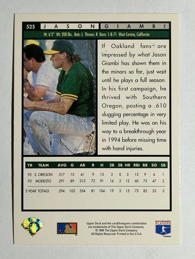 1994 Upper Deck #525 Jason Giambi
