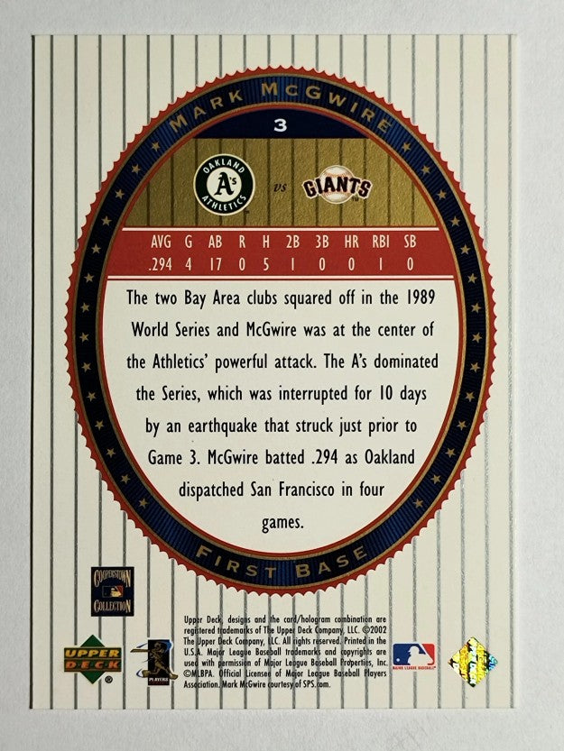 2002 Upper Deck World Series Heroes #3 Mark McGwire