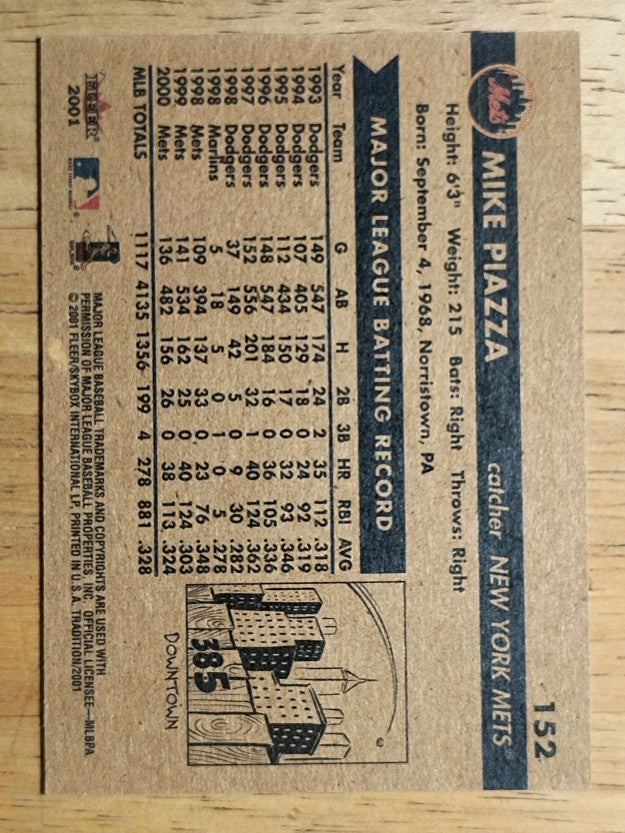 2001 Fleer Tradition #152 Mike Piazza