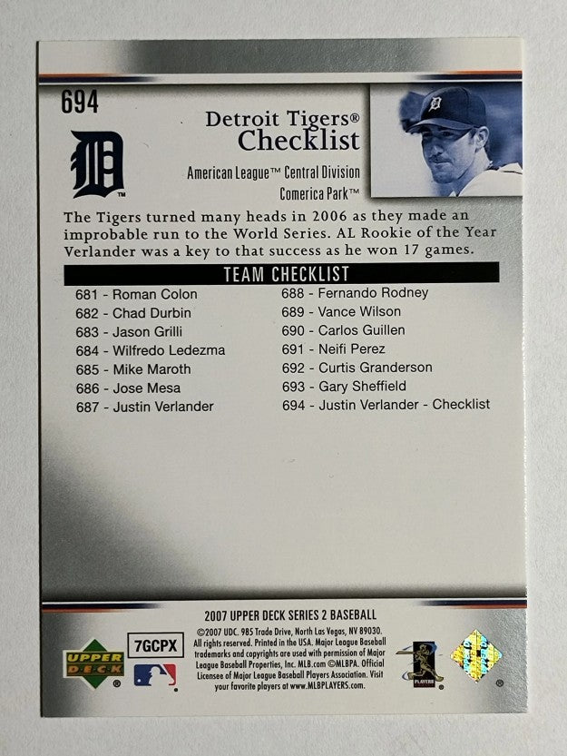 2007 Upper Deck #694 Justin Verlander CL