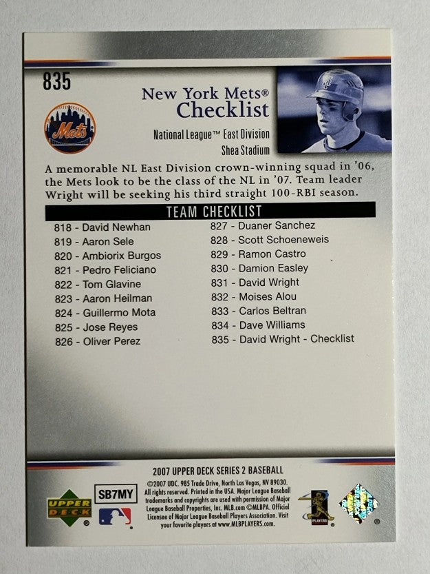 2007 Upper Deck #835 David Wright CL
