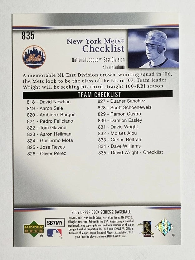 2007 Upper Deck #835 David Wright CL