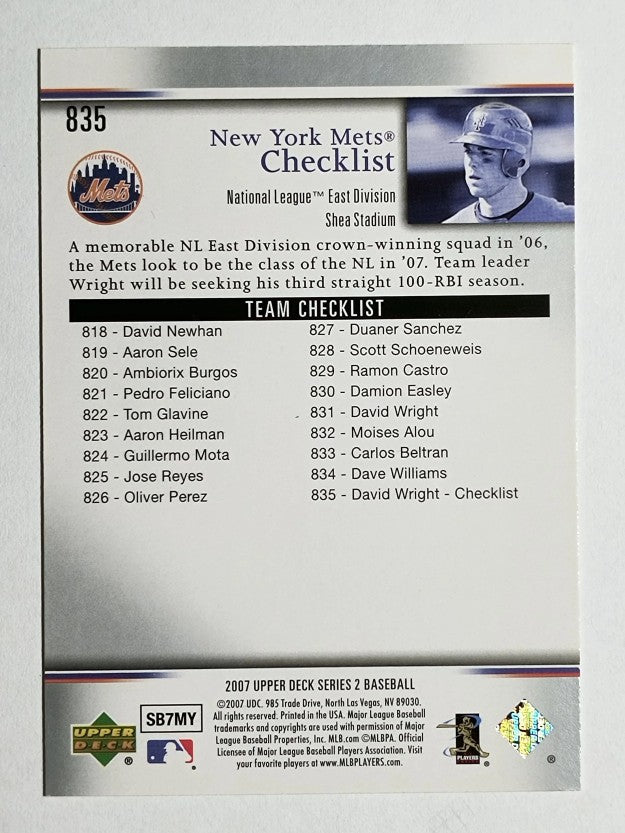 2007 Upper Deck #835 David Wright CL