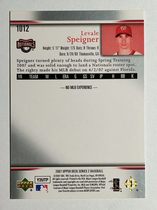 2007 Upper Deck #1012 Levale Speigner RC