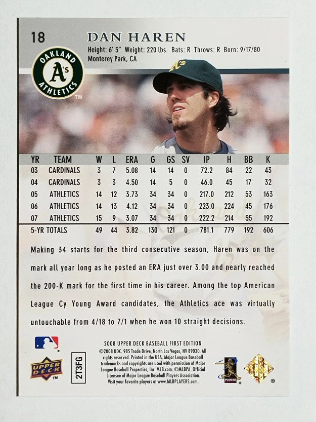 2008 Upper Deck First Edition #18 Dan Haren
