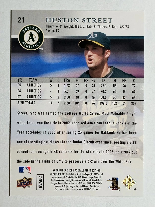 2008 Upper Deck First Edition #21 Huston Street