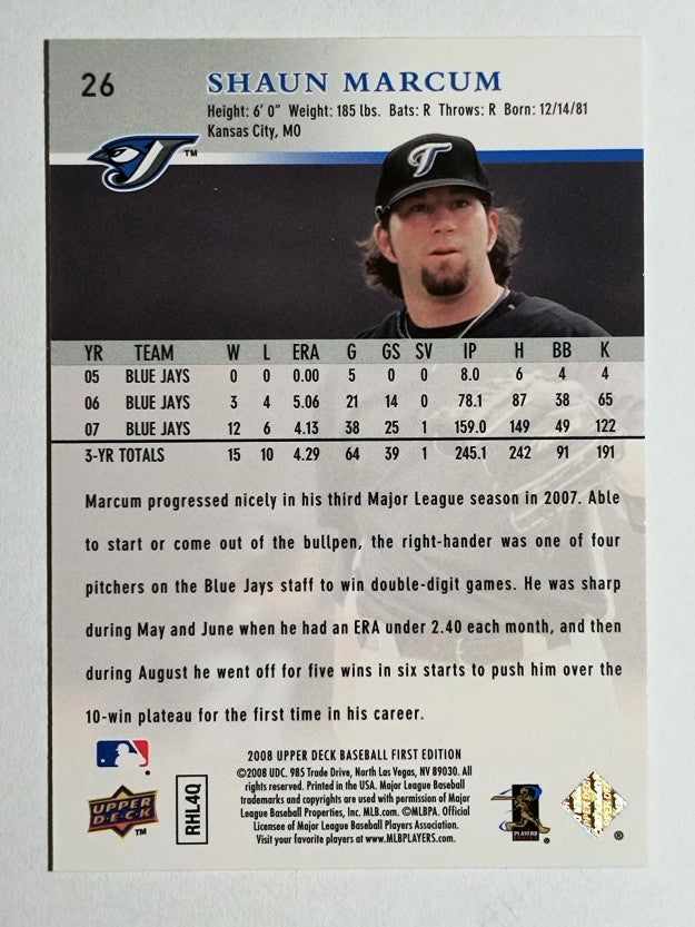 2008 Upper Deck First Edition #26 Shaun Marcum