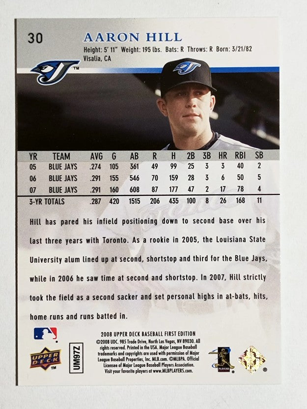 2008 Upper Deck First Edition #30 Aaron Hill