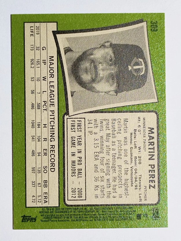 2020 Topps Heritage #309 Martin Perez
