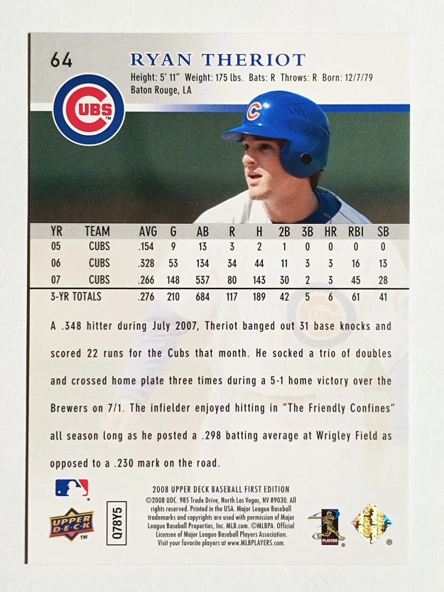 2008 Upper Deck First Edition #64 Ryan Theriot