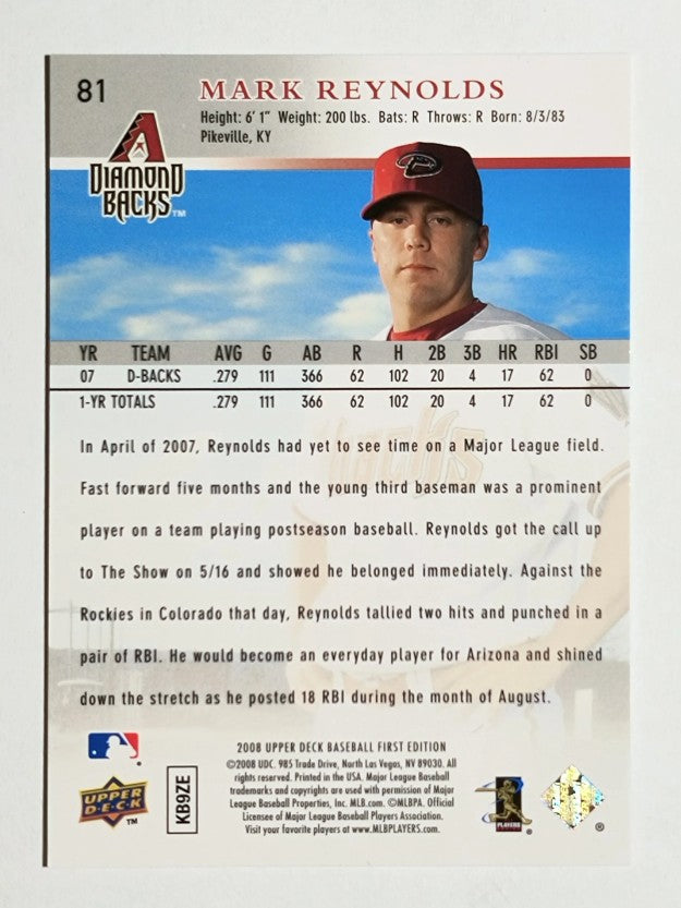 2008 Upper Deck First Edition #81 Mark Reynolds