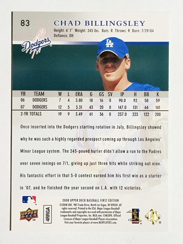 2008 Upper Deck First Edition #83 Chad Billingsley