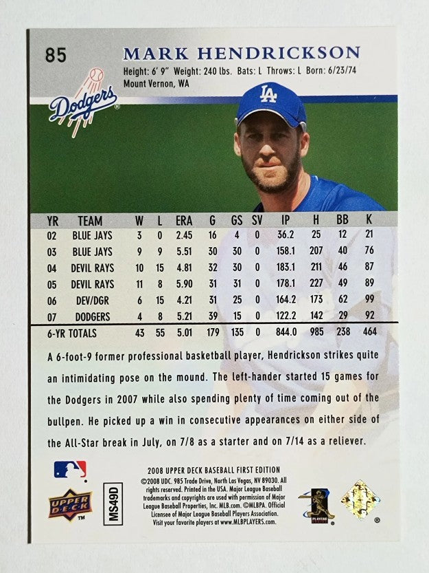 2008 Upper Deck First Edition #85 Mark Hendrickson