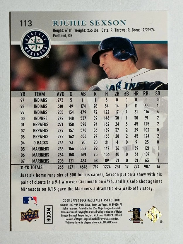 2008 Upper Deck First Edition #113 Richie Sexson
