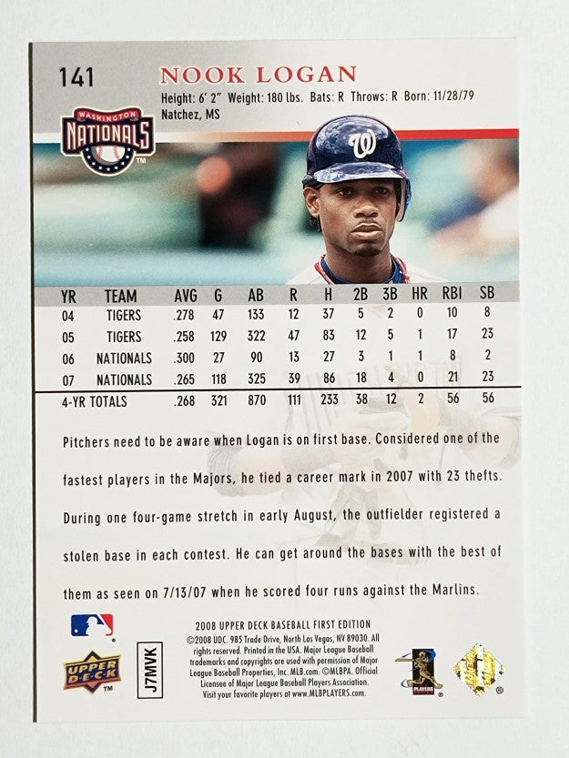 2008 Upper Deck First Edition #141 Nook Logan