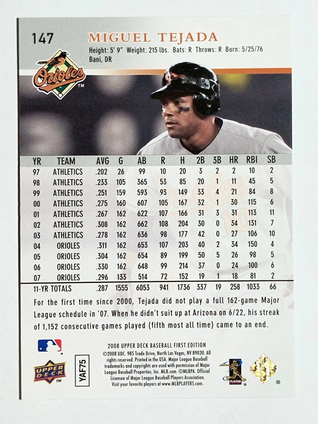 2008 Upper Deck First Edition #147 Miguel Tejada