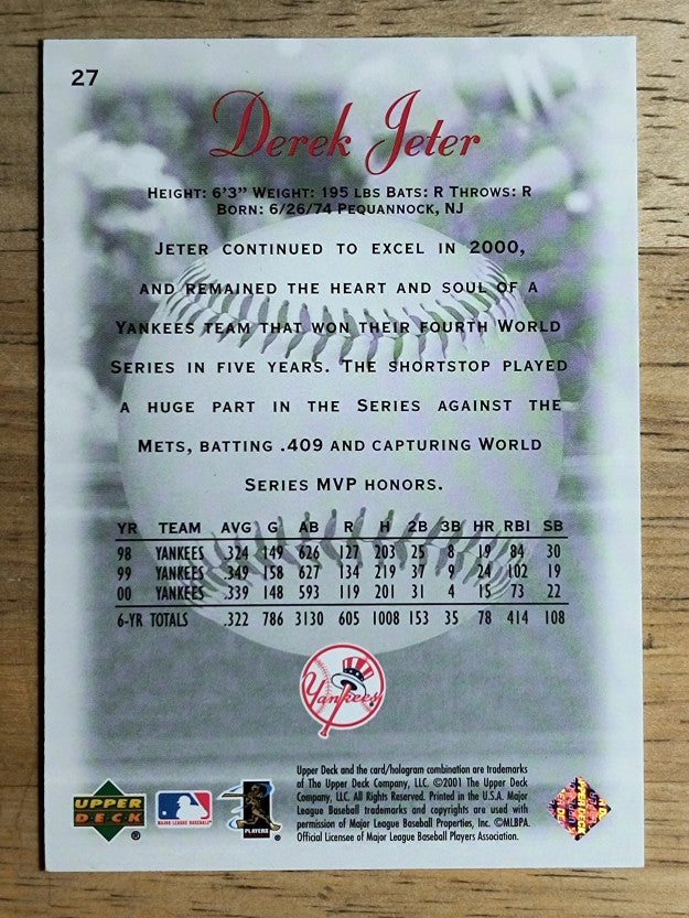 2001 Sweet Spot #27 Derek Jeter