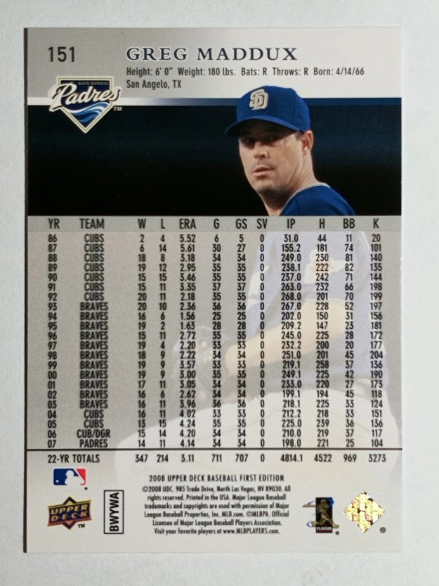2008 Upper Deck First Edition #151 Greg Maddux