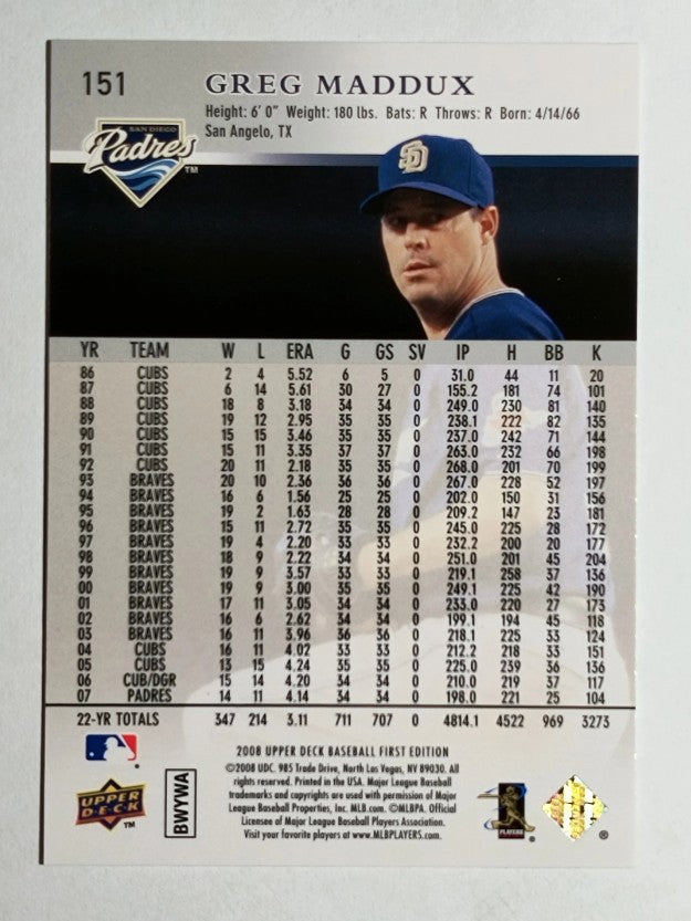2008 Upper Deck First Edition #151 Greg Maddux