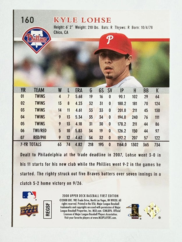 2008 Upper Deck First Edition #160 Kyle Lohse