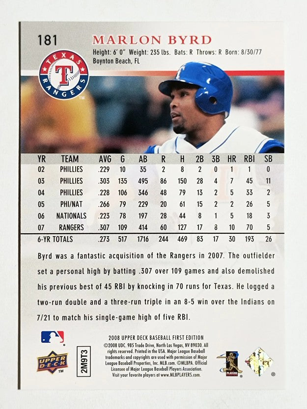 2008 Upper Deck First Edition #181 Marlon Byrd