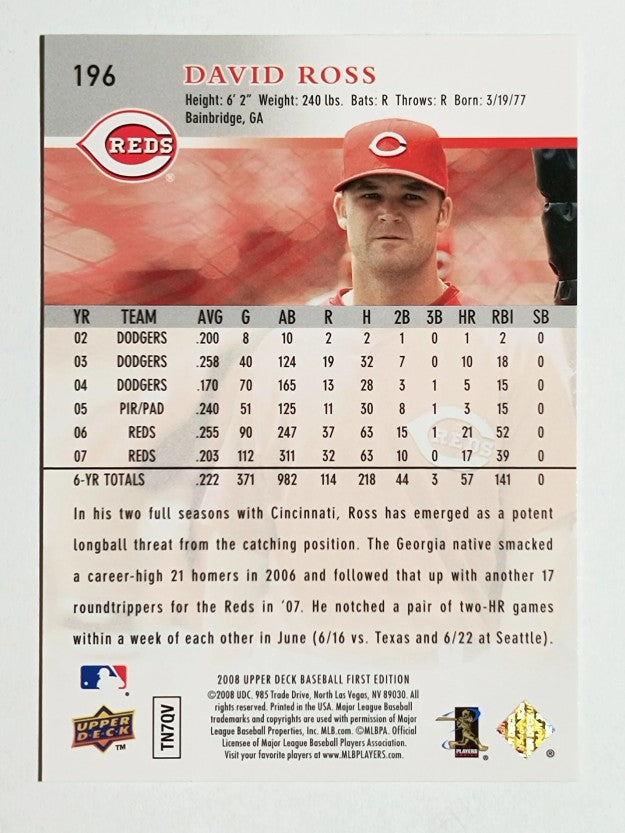 2008 Upper Deck First Edition #196 David Ross