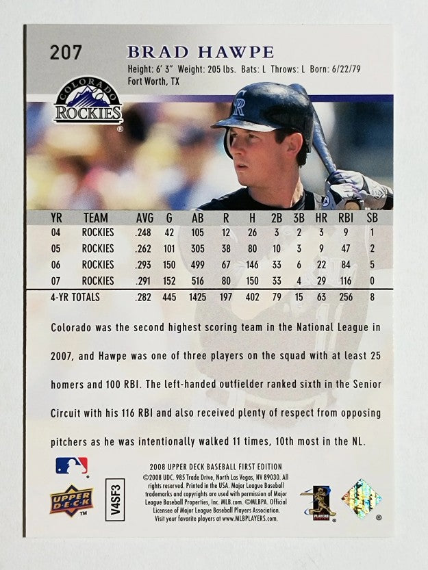 2008 Upper Deck First Edition #207 Brad Hawpe