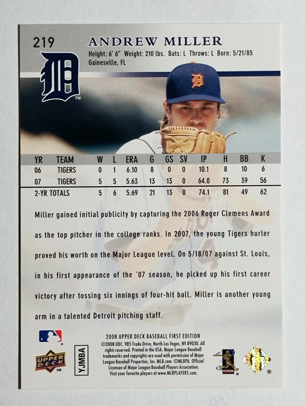 2008 Upper Deck First Edition #219 Andrew Miller