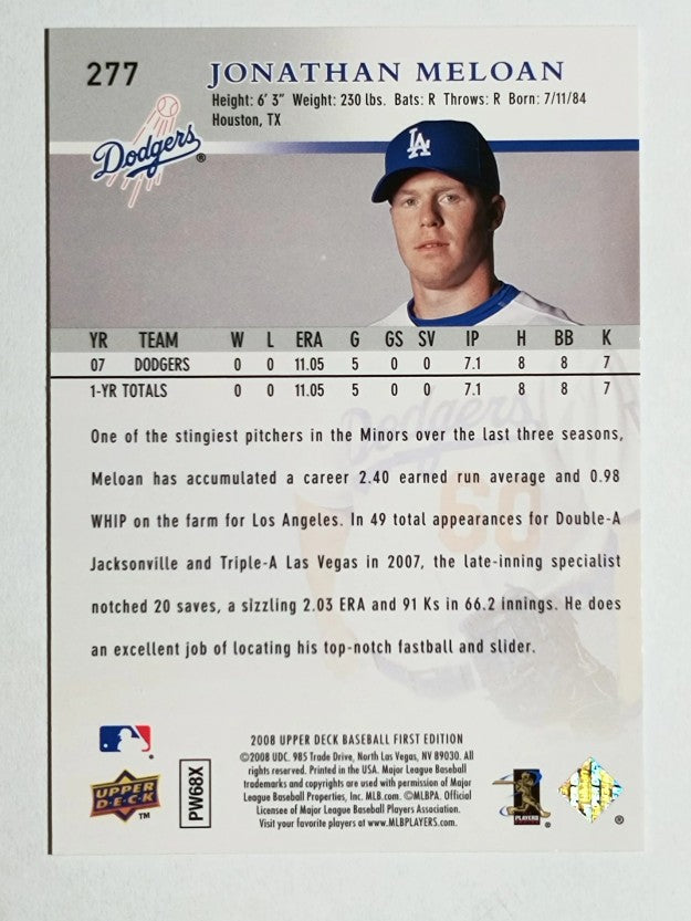 2008 Upper Deck First Edition #277 Jonathan Meloan RC