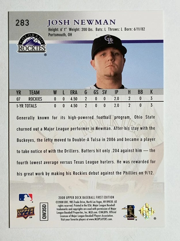 2008 Upper Deck First Edition #283 Josh Newman RC
